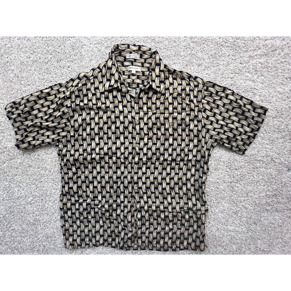 VTG Pierre Cardin Shirt Mens X Large Brown  Short Sleeve Button Up